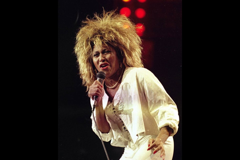 FILE - Tina Turner performs at New York's Madison Square Garden on Aug. 1, 1985. Turner, the unstoppable singer and stage performer, died Tuesday, after a long illness at her home in Küsnacht near Zurich, Switzerland, according to her manager. She was 83. (AP Photo/Ray Stubblebine, File)