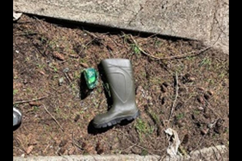 Green boot found at scene. Via Quadra Island RCMP 