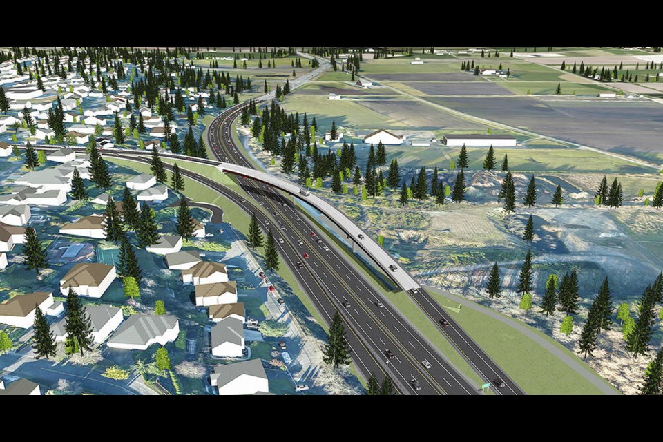 A rendering of the planned flyover on Highway 17 at Keating Cross Road. MINISTRY OF TRANSPORTATION AND INFRASTRUCTURE 