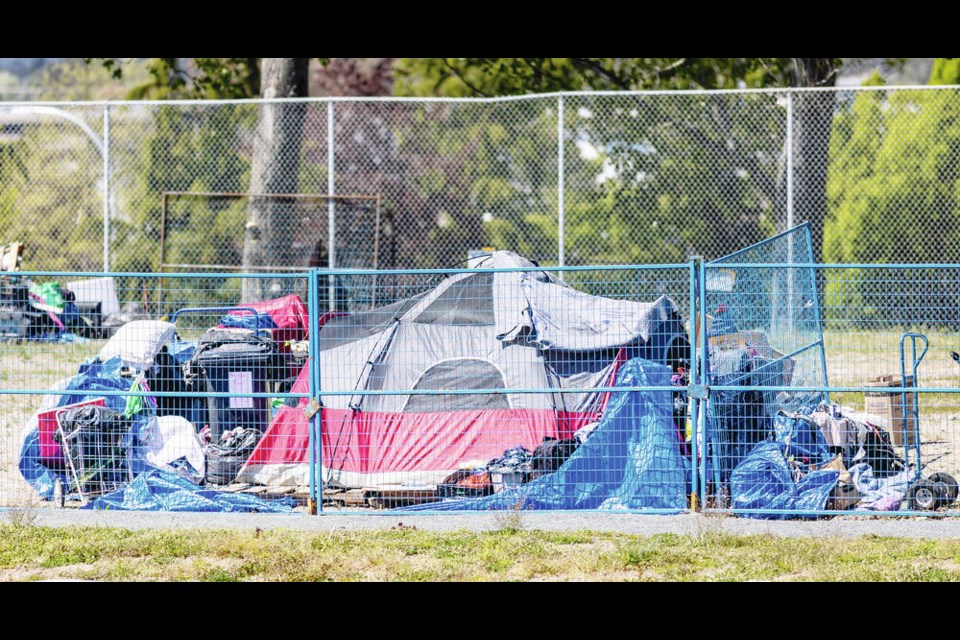 Tents in Topaz Park this week. DARREN STONE, TIMES COLONIST 