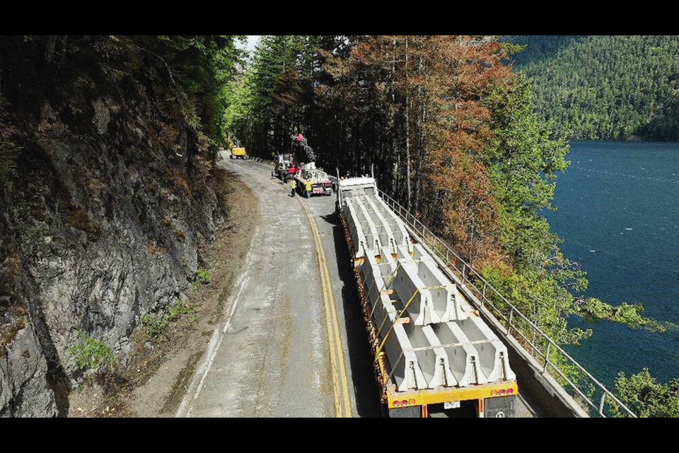 Crews prepare for the reopening of a stretch of Highway 4 closed by a wildfire. Via Ministry of Transportation 