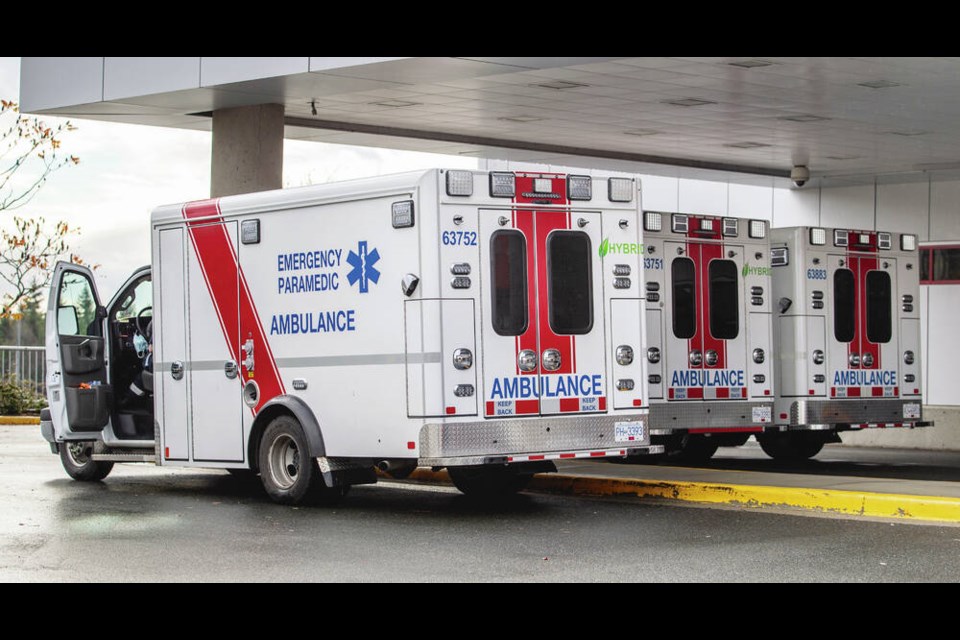 Ambulances at Victoria General Hospital. DARREN STONE, TIMES COLONIST 