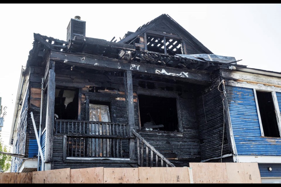 Fire damaged a heritage building at 2531 Government St. on Sunday night. DARREN STONE, TIMES COLONIST 