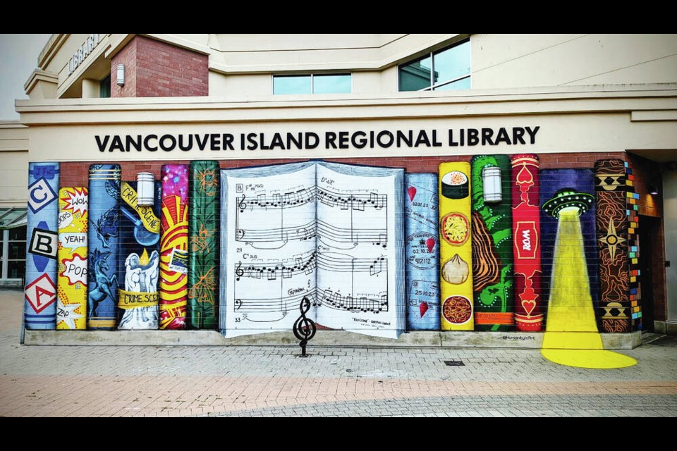 The Vancouver Island Regional Library will officially unveil a mural at the Nanaimo Harbourfront branch, Aug. 25. The mural, commissioned by library earlier this year, will add a splash of colour and creativity to the downtown community space. Vancouver Island Regional Library photo 