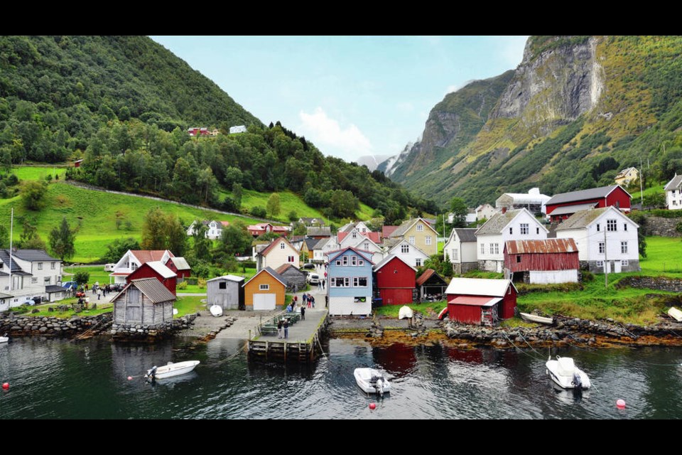 The village of Undredal, on Norway’s Aurlandsfjord The boat-ride section of the trip takes Nutshellers past idyllic little Undredal, with its gorgeous mountain backdrop, on the north end of the Aurlandsfjord. CAMERON HEWITT 