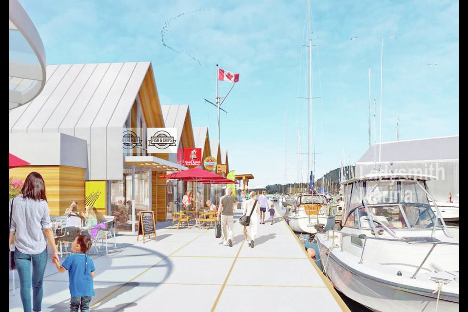 Artist’s rendering of the plans for a Granville Island-style redevelopment of the Ladysmith Harbour. Credit: Stz’uminus’ First Nation and the Coast Salish Group 
