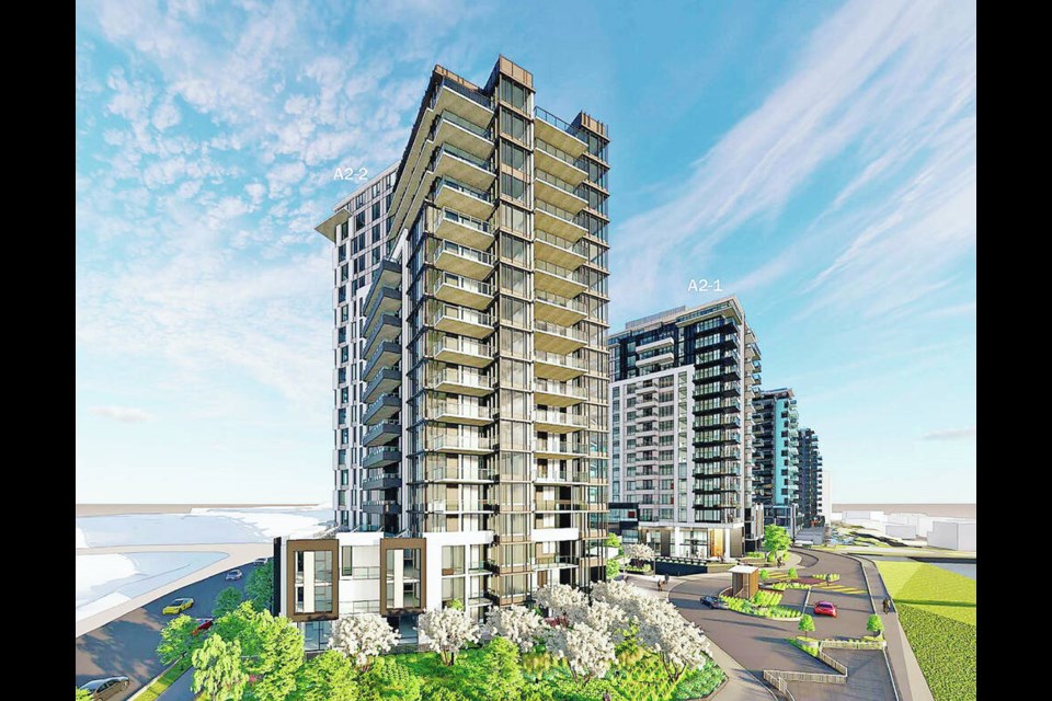 Artist’s rendering of the proposed development at 343 Tyee Rd., 90 Esquimalt Rd. and 350 to 358 Harbour Rd. VIA CITY OF VICTORIA 