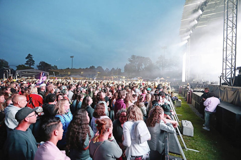 A crowd of thousands at Rifflandia at Royal Athletic Park on Saturday night. ADRIAN LAM, TIMES COLONIST. Sept. 16, 2023 