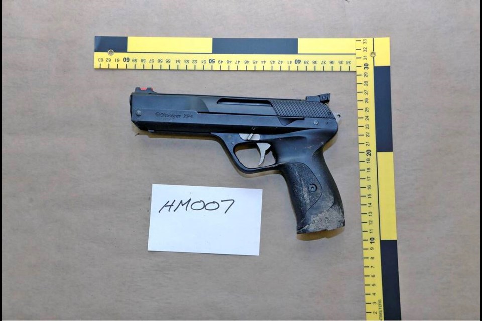 The replica pistol carried by a man fatally shot by RCMP in Campbell River in 2022. INDEPENDENT INVESTIGATIONS OFFICE OF BC 