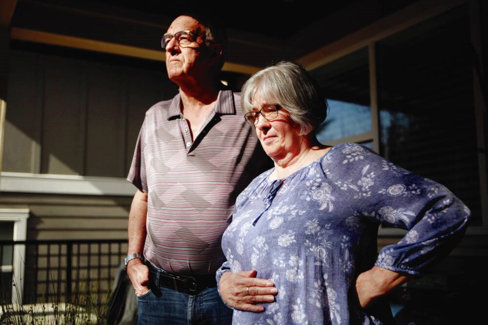 Ron and Audrey Rauch in 2021. Their daughter Lisa Rauch died on Christmas Day 2019 when a tactical officer with the Victoria Police Department shot her in the back of the head with plastic bullets after she barricaded herself in a room that was on fire. THE CANADIAN PRESS/Chad Hipolito 