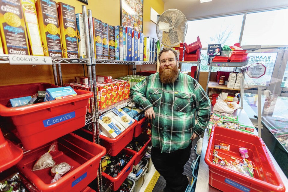 Operations manager Tyson Elder at the Saanich Peninsula Lions Food Bank, which has seen an increase in the number of seniors and working families coming in. DARREN STONE, TIMES COLONIST 