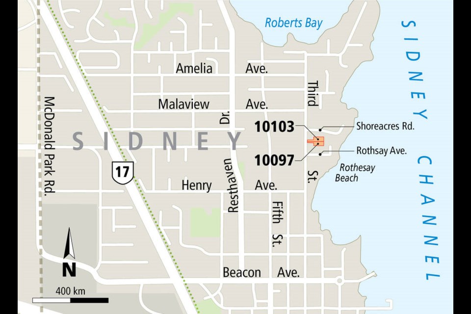 The location of a new park at 10103 and 10097 Third St. in Sidney. TIMES COLONIST 