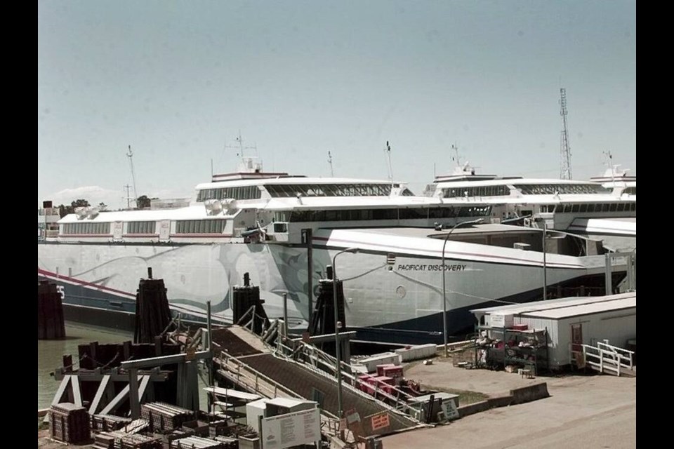 B.C. Ferries' catamarans in Richmond after being pulled out of service in 2000. Their current owners, the Egyptian government, plans to sell or scrap them. PETER BATTISTONI, VANCOUVER SUN