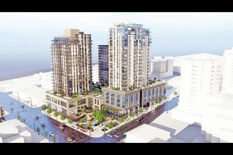 Artist’s rendering of Chard Development’s mixed-use project at the corner of Douglas Street and Caledonia Avenue before the requested changes. CHARD DEVELOPMENTS 