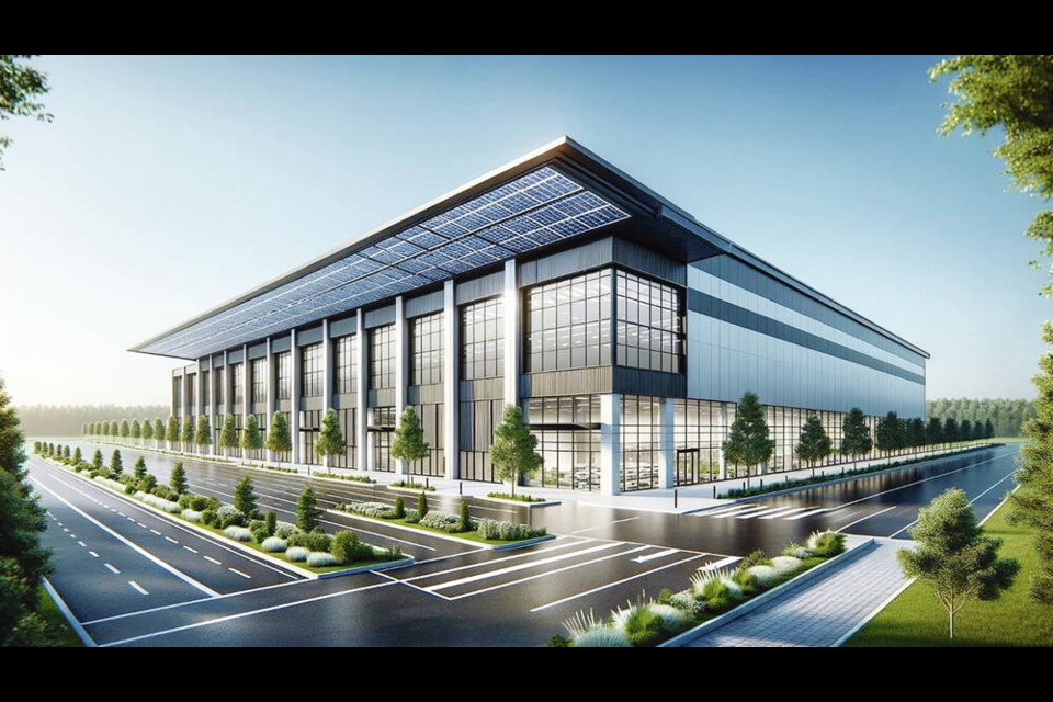 An artist’s rendering of a 100,000-square-foot manufacturing facility for the Malahat Business Park. ENERGY PLUG TECHNOLOGIES 