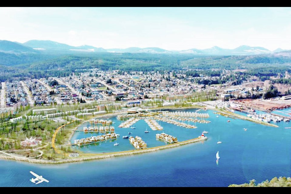 Artist’s rendering of the plans for a Granville Island-style redevelopment of the Ladysmith Harbour. VIA STZ’UMINUS’ FIRST NATION AND THE COAST SALISH GROUP 