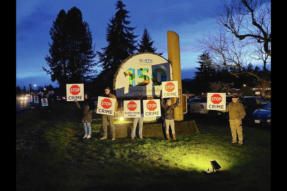 Protest outside North Cowichan committee of the whole meeting this week. VIA TRAVIS RANKIN 