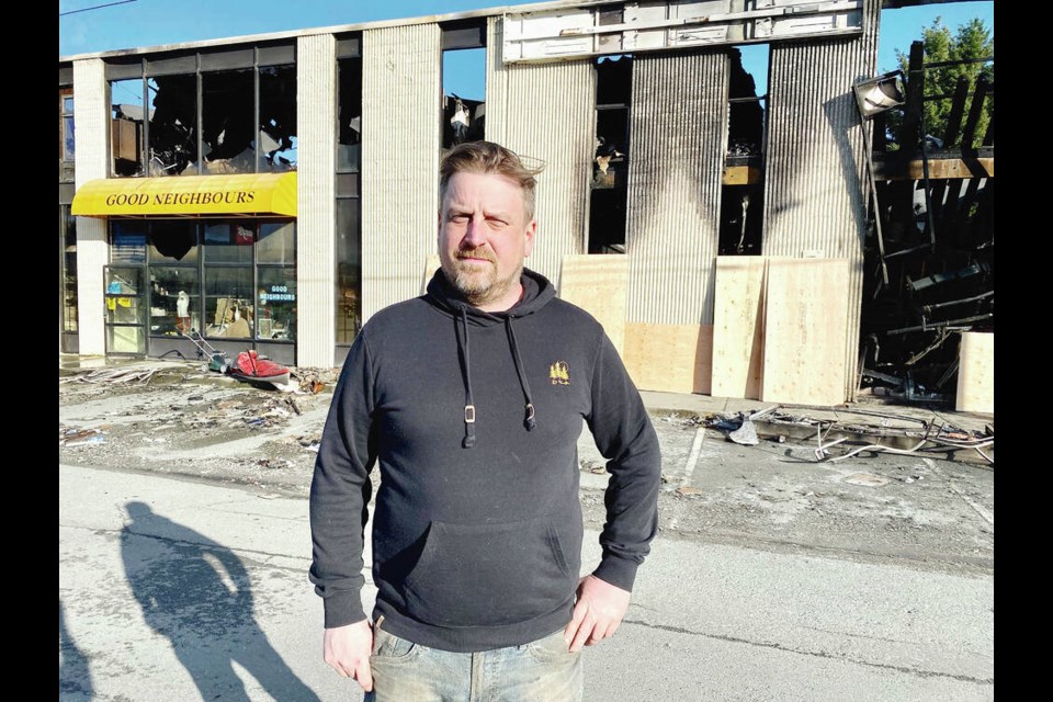 Travis Rankin is organizing a rally outside of the burned-out Good Neighbours thrift shop to ask the province for more help in addressing street crime and public drug use in what he says is a deteriorating area of town. TIMES COLONIST 