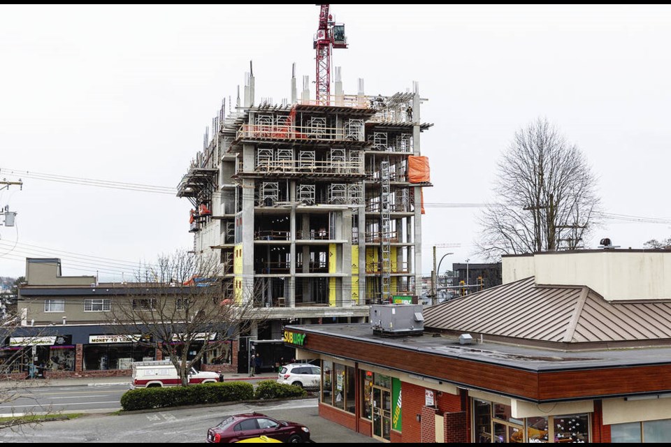 Construction at 899 Esquimalt Rd. was well underway on Tuesday. DARREN STONE, TIMES COLONIST 