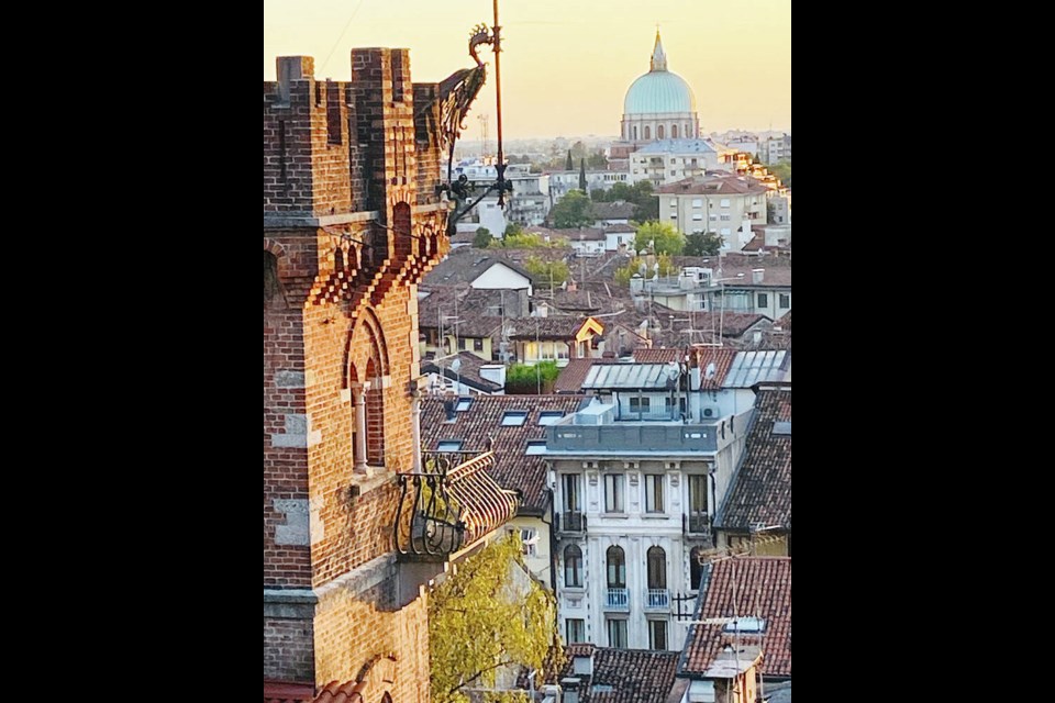 The view from the castle atop Udine’s only steepish hill. Mountains lie to the north, but the city itself is easy to explore on foot. JACK KNOX 