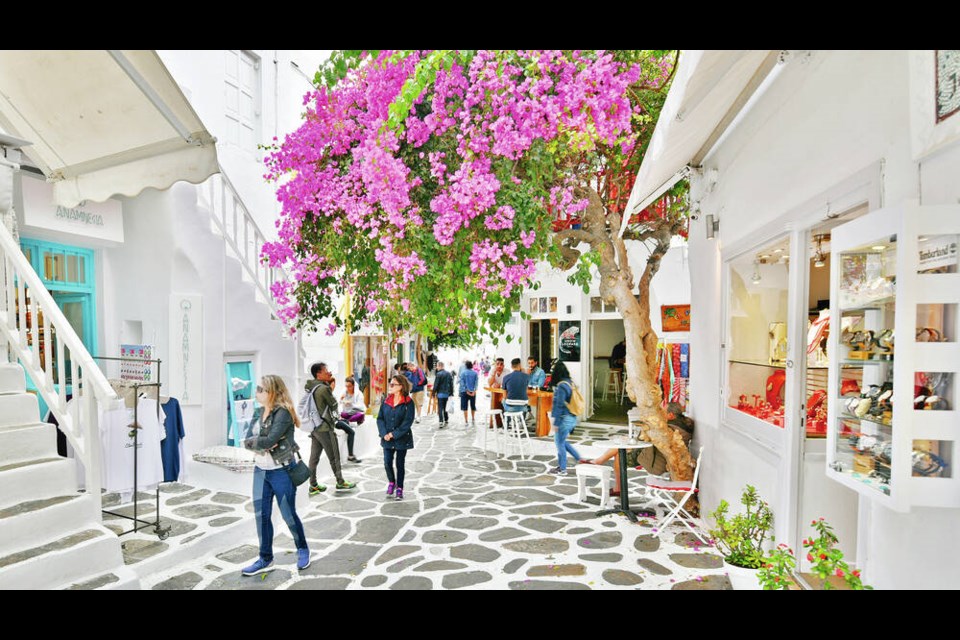 Strolling the maze-like streets of Mykonos’ main town is a delight. CAMERON HEWITT 