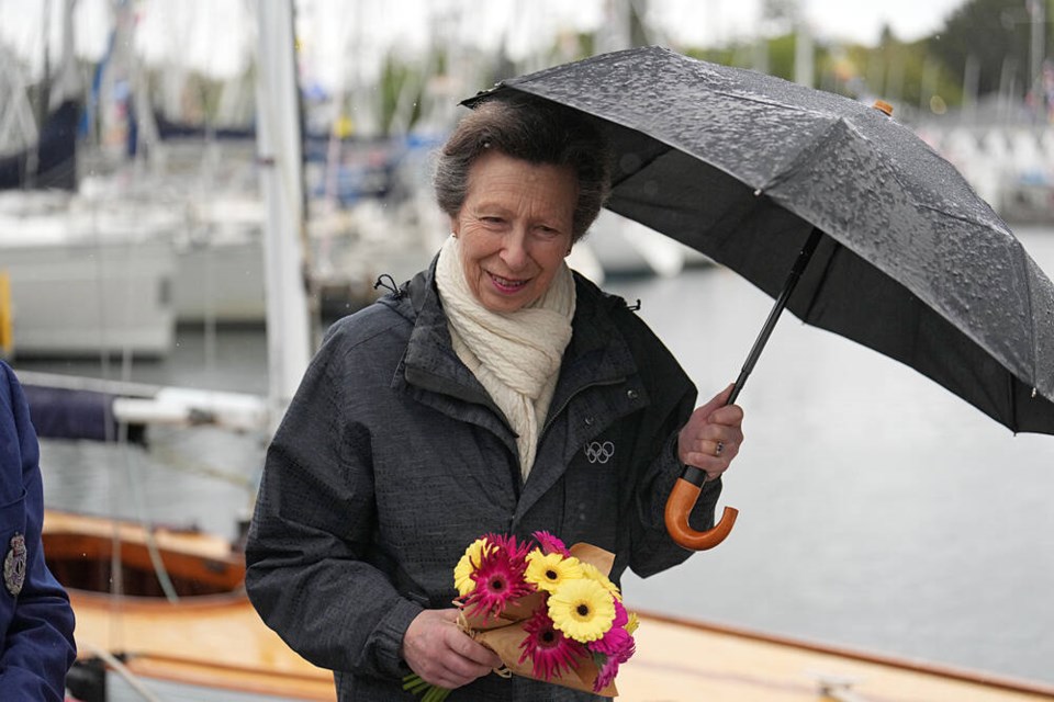 Princess Anne visits the Royal Victoria Yacht Club, where she presented prizes at the Spring Dinghies Regatta in Oak Bay on Sunday, May 5, 2024. ADRIAN LAM, TIMES COLONIST 