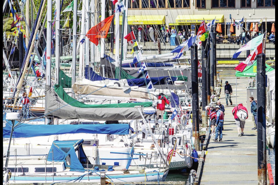 Boats in the Inner Harbour for the Swiftsure 2024 International Yacht Race this weekend. Docks will be open until 5 p.m. today for people to view boats and meet their crews. DARREN STONE, TIMES COLONIST 