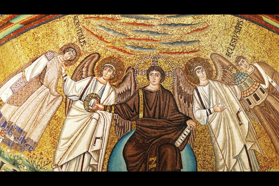 Every centimetre of the sanctuary walls and ceiling in the Basilica di San Vitale is decorated with beautiful Byzantine mosaics. RICK STEVES 
