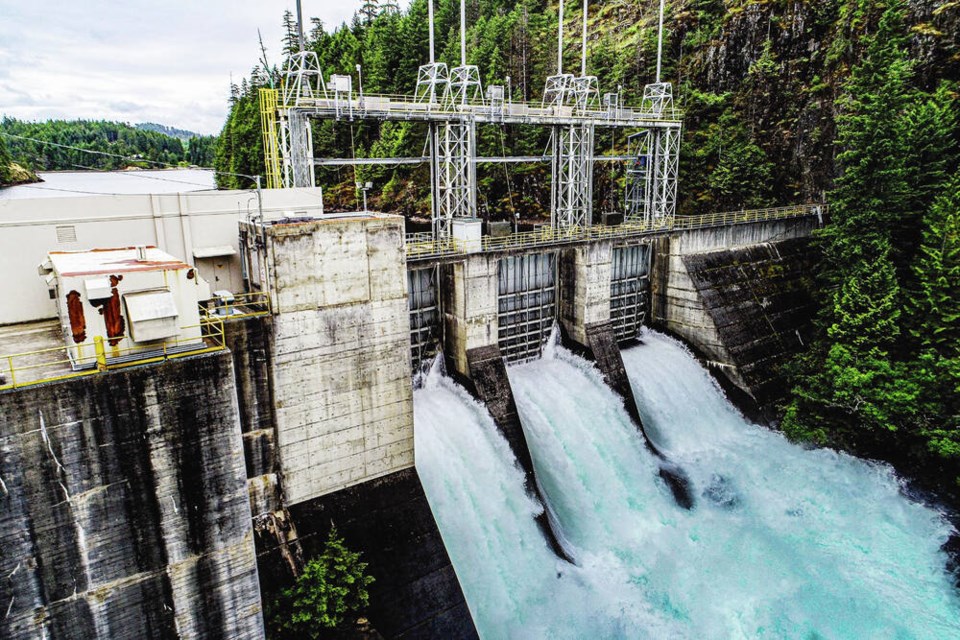 One of three dams in the Campbell River hydroelectric system, the Ladore Dam was built in 1949 and its powerhouse was completed in 1957. VIA B.C. HYDRO 