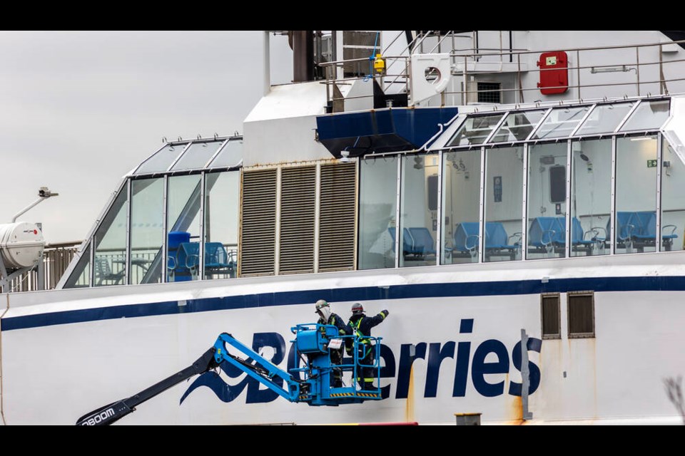 B.C. Ferries Island-class ferry Island Aurora at Point Hope Maritime in Victoria in December. DARREN STONE, TIMES COLONIST 