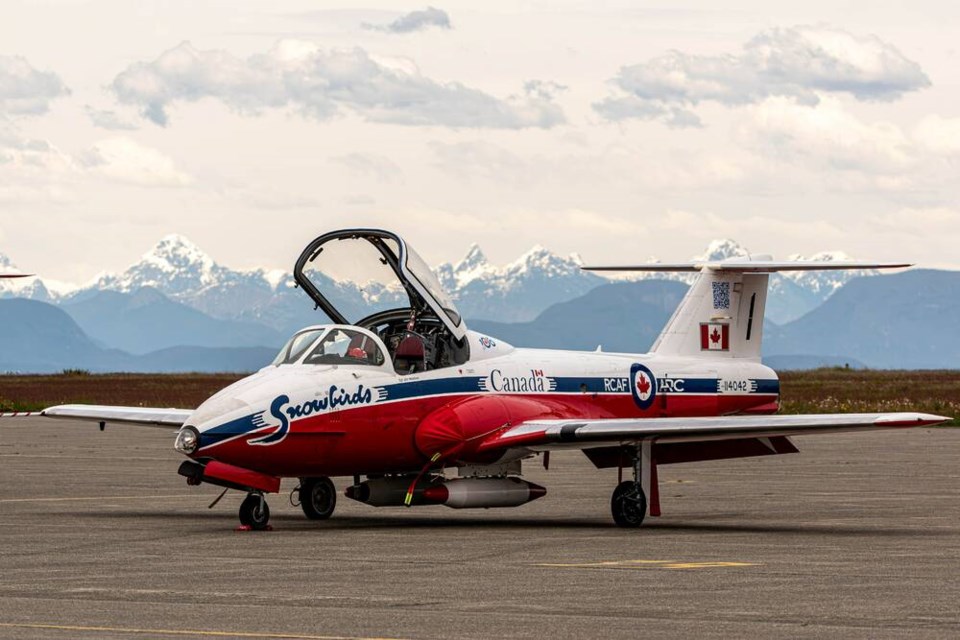 Snowbird #1 Jet at 19 Wing, in Comox prior to preseason practice flight on in 2024. CAPT. PHILIP R. ROCHON, CANADIAN ARMED FORCES 