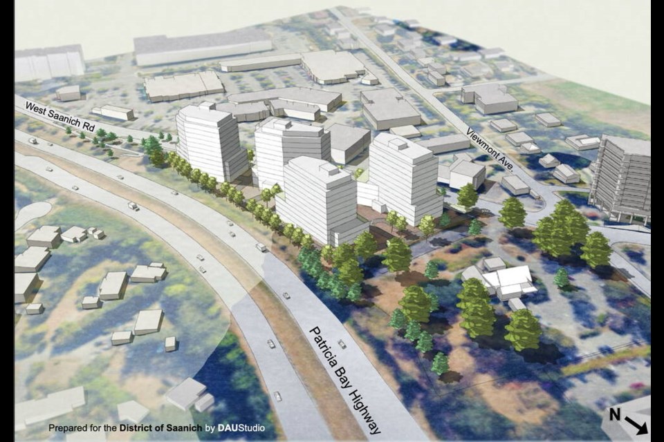 A concept drawing for the proposed Viewmont Village, which would include as many as 400 residential units. DAUStudio for DISTRICT OF SAANICH 