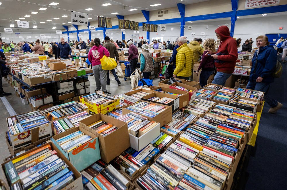 The fundraising sale continues Saturday until 7 p.m., and on Sunday 9 a.m. to 5 p.m. at the Victoria Curling Club, 1952 Quadra St.