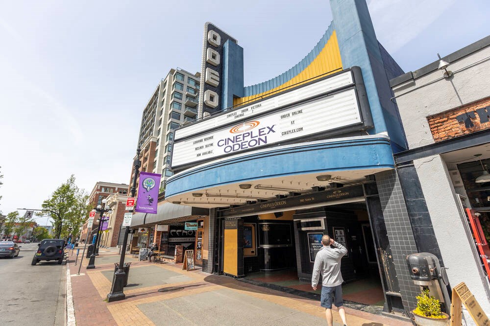 The Odeon Theatre, a fixture in downtown Victoria since 1948, has been listed for sale.