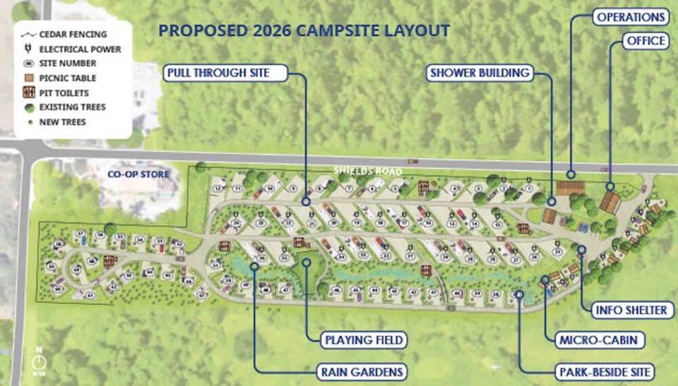 Proposed campsite layout for Tribune Bay Park on Hornby Island. BC PARKS