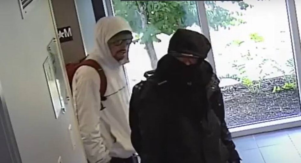 Police have released security footage showing two suspects in a theft inside a Langford apartment early on June 17. VIA WEST SHORE RCMP