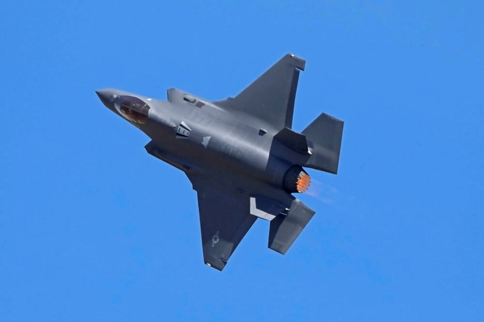 U.S. Air Force F-35 performs aerobatic maneuvers on the third day of the Aero India 2025, in Bengaluru, India. Aijaz Rahi, AP
