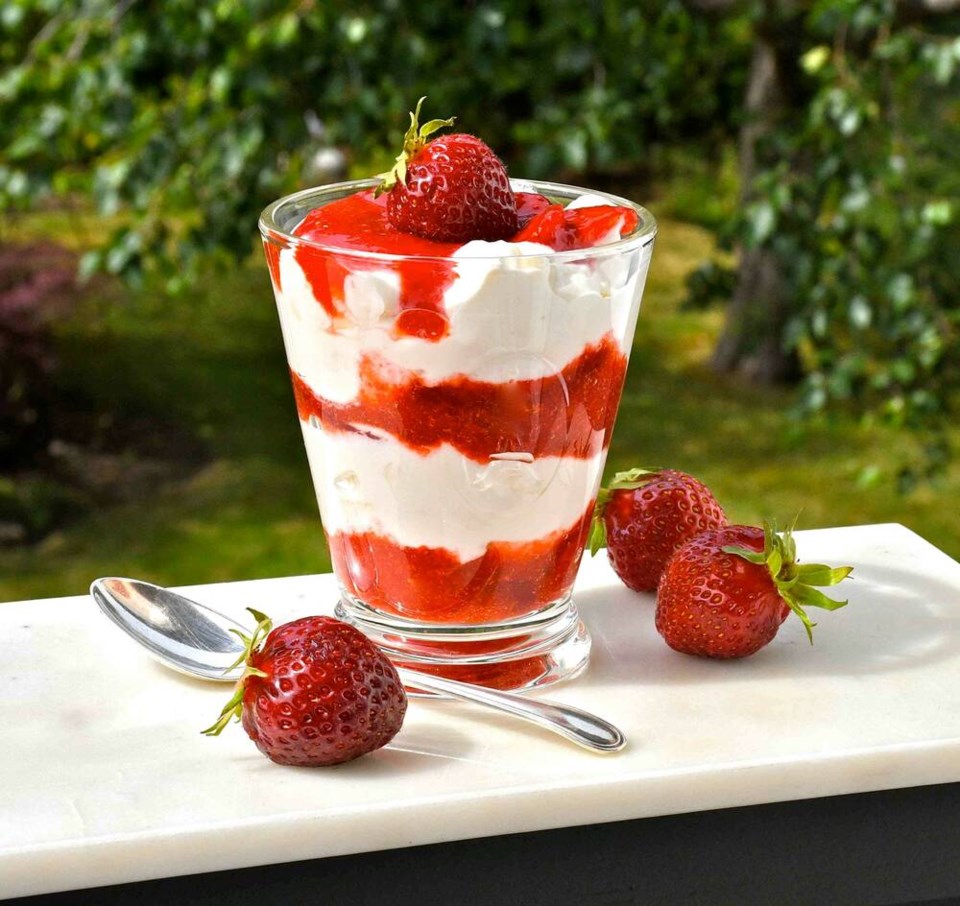Eton mess is a perfect summer dessert that combines bits of meringue, strawberries and whipped cream.  ERIC AKIS