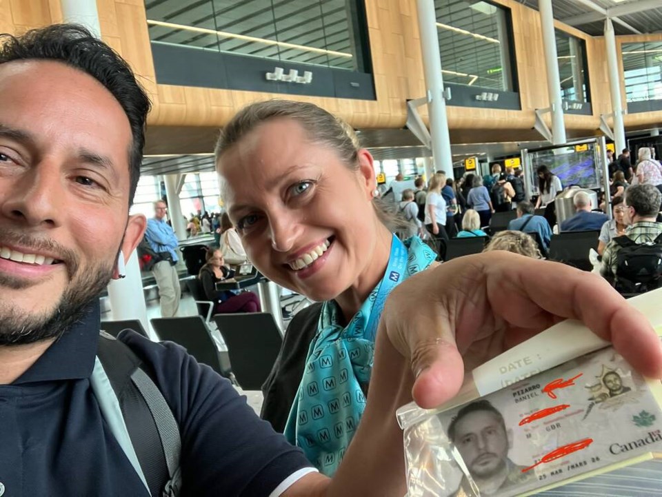 Danny Pizarro with the right permanent residency card moments before flying home to Canada. VIA DANNY PIZARRO