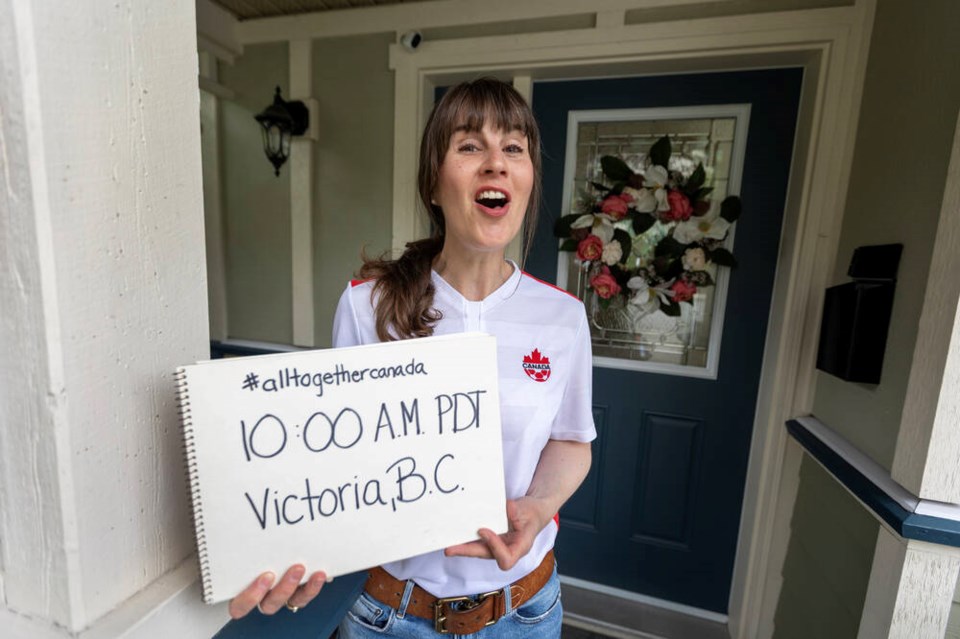 Katharine Casey is organizing a cross-Canada singing of the national anthem at 10 a.m. on Tuesday, July 1. She’s been sending invitations to politicians, handing out posters and spreading the word on social media. Casey plans to be at home in Fernwood singing with her neighbours. DARREN STONE, TIMES COLONIST