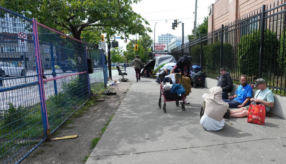 The homeless along Pandora Avenue, between Vancouver and Quadra streets, seen in May 2024. ADRIAN LAM, TIMES COLONIST