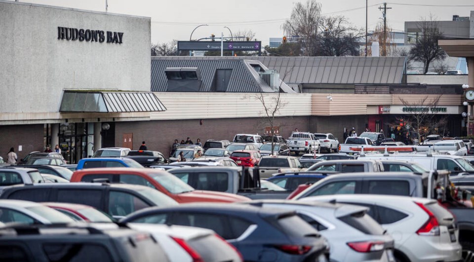 Mayfair Shopping Centre parking lot. The mall is located next to Muncey Place, a supportive housing complex. DARREN STONE, TIMES COLONIST