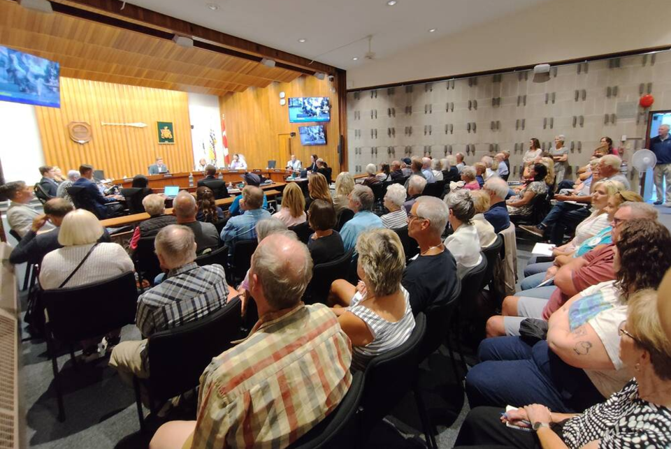 A large crowd turned up at Saanich council chambers on Monday where the Quadra-McKenzie was being debated. MICHAEL JOHN LO, TIMES COLONIST