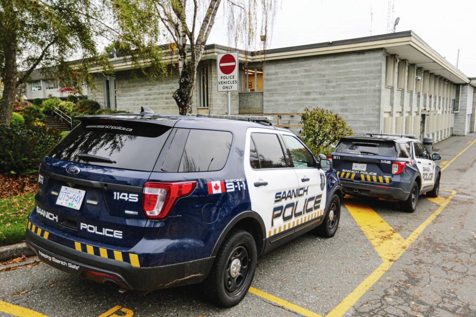 Saanich police were called just after 9 a.m. about the break-in in the 4400-block of Chatterton Way and cordoned off a home with help from the Greater Victoria Emergency Response Team. ADRIAN LAM, TIMES COLONIST