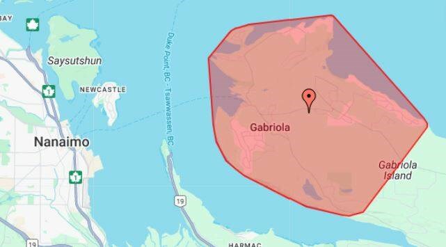 The outage covers the western half of the island. VIA B.C. HYDRO