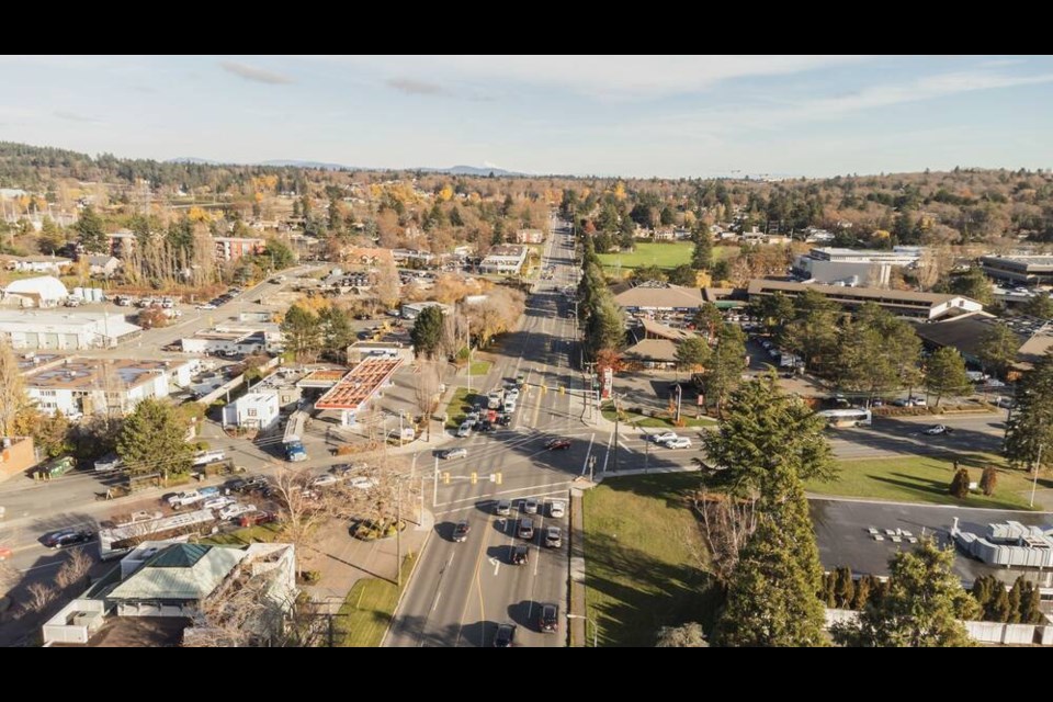 A view of the intersection of Quadra Street and McKenzie Avenue, which is slated by Saanich council for major redevelopment that will boost density. VIA DISTRICT OF SAANICH 