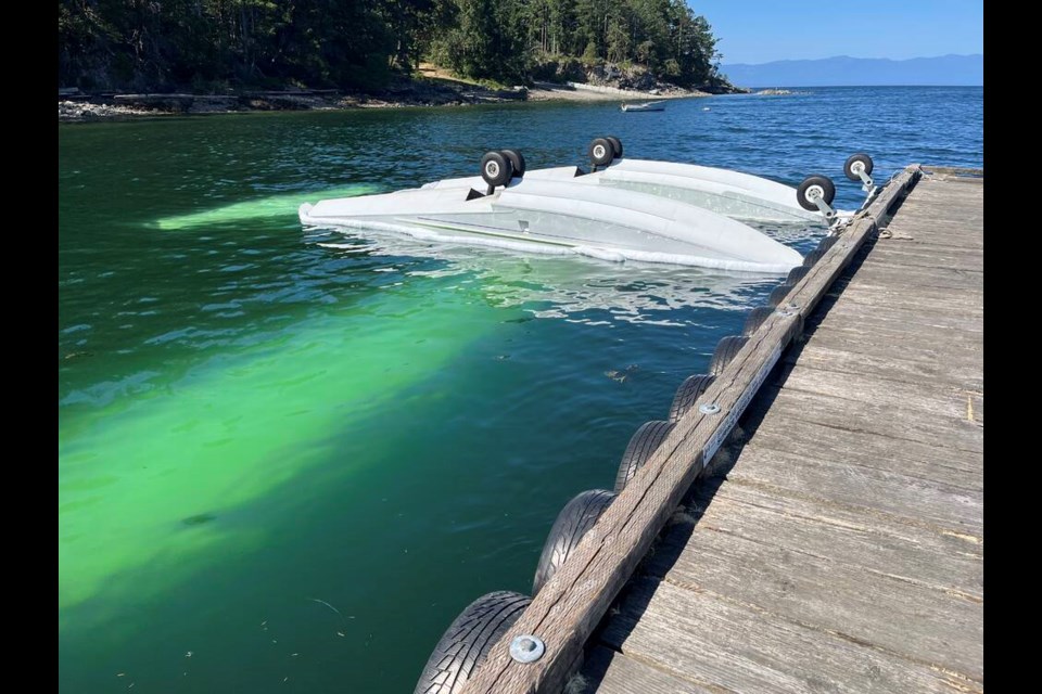 Two people escaped from with minor physical injuries after the float plane they were travelling in flipped during landing at Lasqueti Island. MARY HURLBURT 