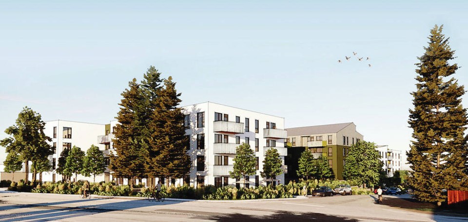 The view of the proposed development from East Saanich Road. VIA ARYZE DEVELOPMENTS