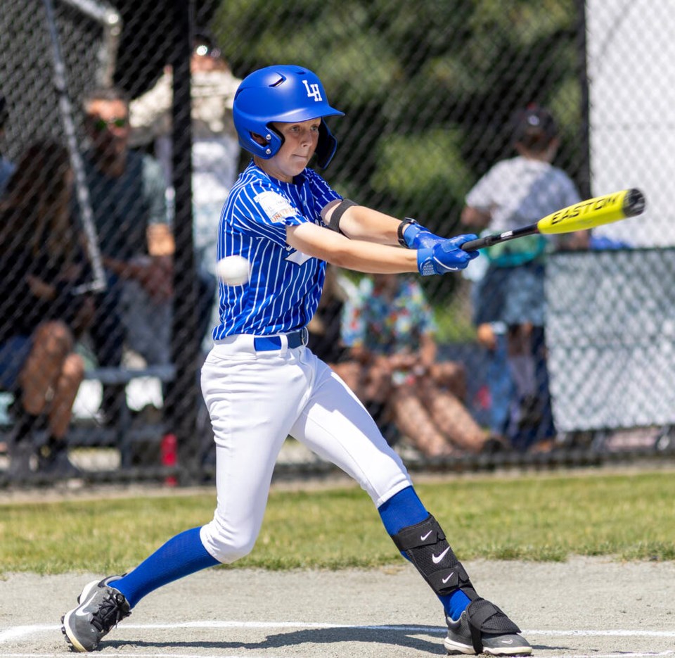 Lakehill’s Nathaniel Barry bats against the District 7 Icebreakers at the District 7 Little League tournament on June 28. DARREN STONE, TIMES COLONIST