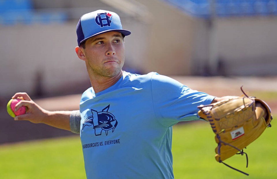 Thomas Bridges at a HarbourCats practice at Royal Athletic Park, 
May 28. ADRIAN LAM, TIMES COLONIST